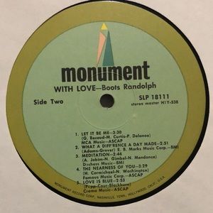 Boots Randolph With Love Vinyl Lp '69